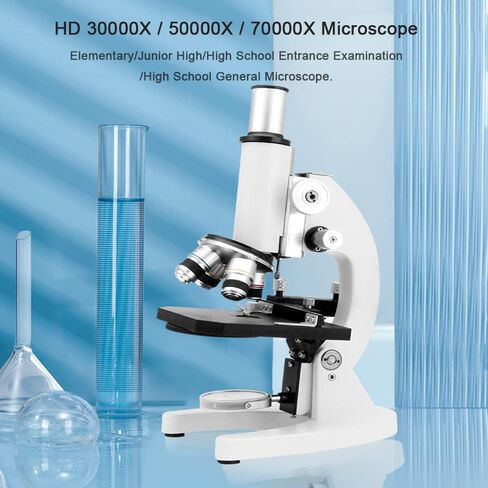 30000x/50000x/70000x HD المجهر البيولوجي + العدسة الإلكترونية + محول الهاتف + حالة حمل ، مجهر أحادي المحترف للطلاب البالغين الذين يقومون بتعليم Aquaculture ، 70000x (70000x) in Saudi Arabia