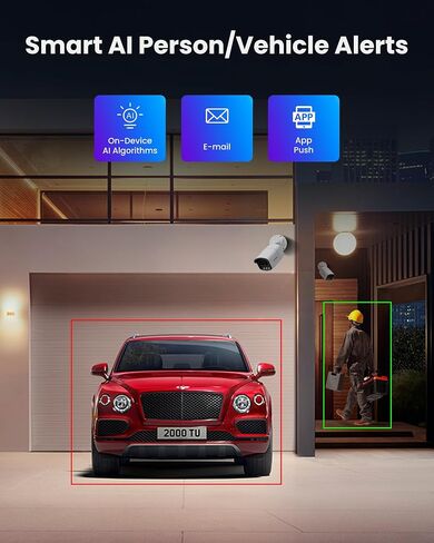 ZOSI 4K 8MP 8CH PoE Security Camera System, 8pcs 3K 5MP C186 Aurora Lux True Full Color Night Vision Outdoor Indoor PoE Wired Cameras, Person/Vehicle Alerts, Light & Siren, Two-Way Talk, with 2TB HDD in Saudi Arabia