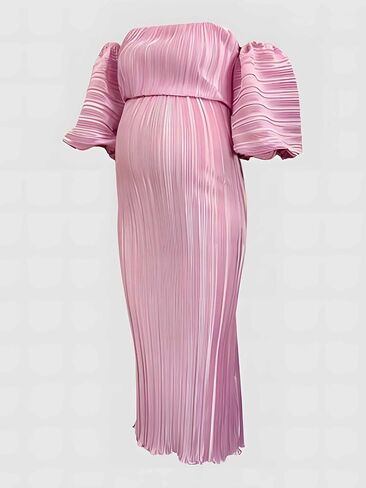 Pink Maternity Dresses for Baby Shower, Off The Shoulder Pregnancy Photoshoot Maxi Gown for Women in Saudi Arabia
