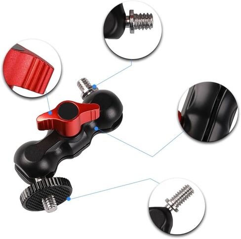 Aluminum Alloy Ballhead Arm with 1/4 3/8 Threaded Mount Hole for Photography Equipment and Accessories Widely in Saudi Arabia