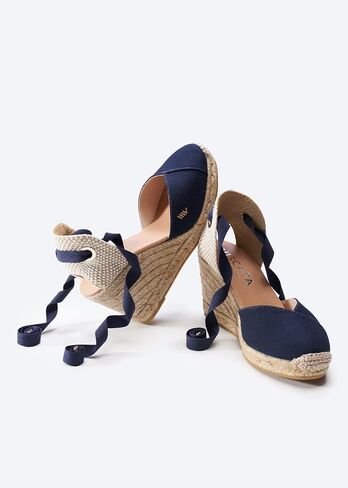 Viscata Culip Canvas Womens Laceup Laceup Espadrilles 3 ½ ½ "كعب الجوت الطبيعي. أسافين مغلقة من النساء المصنوعة من قماش عضوي 100 ٪ ومع إصبع قدم مذهل. in Saudi Arabia