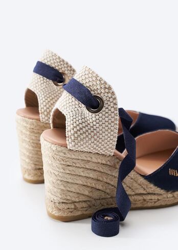 Viscata Culip Canvas Womens Laceup Laceup Espadrilles 3 ½ ½ "كعب الجوت الطبيعي. أسافين مغلقة من النساء المصنوعة من قماش عضوي 100 ٪ ومع إصبع قدم مذهل. in Saudi Arabia