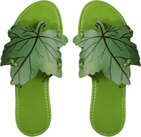 Verdusa Women's Leaf PU Leather Flip Flops Open Toe Slip on Slides Flat Thong Sandals in Saudi Arabia