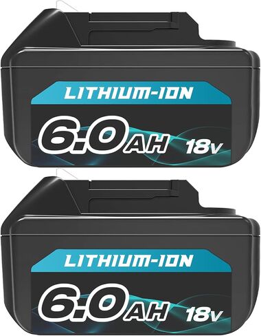 18V Battery 6Ah Compatible with Makita 18 Volt Lithium-Ion Battery, Compatible with BL1830B 1840B 1850B 1860B DC18RC DC18SD Chargers, Replacement for Makita 18V Cordless Power Tools(2pack) in Saudi Arabia