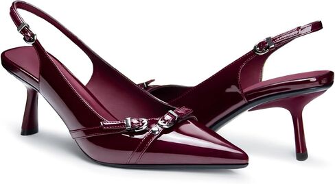 Kitten Heels for Women Closed Pointed Toe Heels Patent Leather Low Heel Slingback Dress Shoes Feature Adjustable Buckle for Date Party Work Office Comfortable Sexy Pumps Shoes in Saudi Arabia