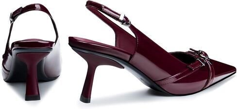 Kitten Heels for Women Closed Pointed Toe Heels Patent Leather Low Heel Slingback Dress Shoes Feature Adjustable Buckle for Date Party Work Office Comfortable Sexy Pumps Shoes in Saudi Arabia