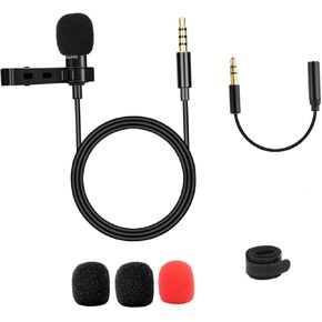 Clip Omnidirectional Lavalier Microphone for Audio Recording Cable Lightweight Design for Interviews Video Conferencing and Outdoor Lectures Black