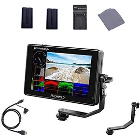 FEELWORLD LUT7 7 Inch 2200nits 3D LUT Touch Screen 4K HDMI Input/Output Full HD 1920x1200 IPS DSLR Camera Field Monitor Built in Waveform Monitoring with Battery, Charger and Lens Clean Cloth
