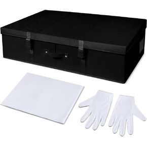 Berlune Wedding Dress Storage Box Kit Bridal Dress Preservation Box with 100 Sheets of Acid Free Tissue Paper and 1 Pair Microfiber Gloves for Storage Wedding Gown, 31 x 20 x 8 Inches(Large,Gray)