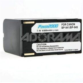 Power2000 BP-945 / BP-941 Replacement Lithium-Ion 7.2v, 8000mAh Camcorder Battery for Canon BP-945 / BP-941