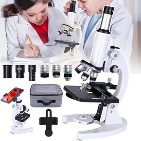 Compound Monocular Microscope,12000/30000/40000/50000X Microscope for Kids Students,Phone Holder/Storage Bag, for School Home Education,40000X
