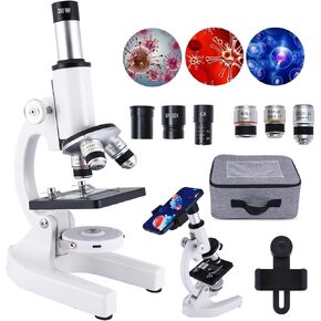 Microscope for Kids,12000/30000/40000/50000X Compound monocular Microscope with 60° Adjustment,Phone Holder/Storage Bag,for Children Students Home School,50000X