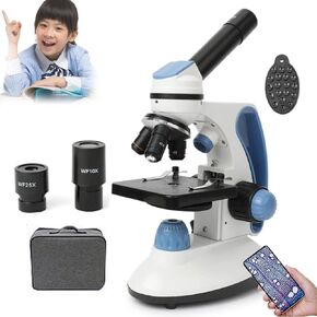 40X-1000X HD Biological Microscopes, Professional Monocular Microscope Kit Dual LED Illumination with Phone Holder, for Students Adults Teaching Lab Hobbyist Applications
