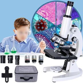 Microscope for Adults Wf10x and Wf50x Eyepieces, 12000/30000/40000/50000x Monocular Microscope-Phone Holder/Storage Bagfor Laboratory School Home Education,12000X