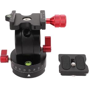 Tripod Ball Head with Fluid Panoramic Design, Quick Release Plate for Arca Type Cameras, 1/4 Screw Mount, Aluminum Alloy, 360° Rotation, Max 5kg Load Capacity