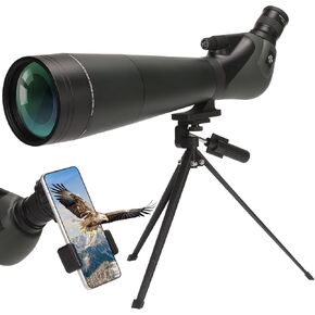 Spotting Scope for Hunting, Target Shooting, Bird Watching, 25-75x100 HD Spotter Scope with Tripod, Fully Multi-Coated Optics BAK4 IPX5 Waterproof for Wildlife Viewing with Phone Adapter, Carrying Bag