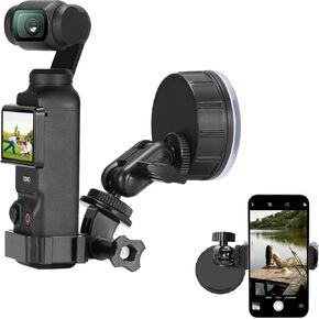 Suction Car Mount for DJI OSMO Pocket 3 GoPro Action Camera Accessories, Mobile Phone POV Holder Stand Quick Lock for Glass, Tile, Top Iron Surface for Magnetic Mount, Black