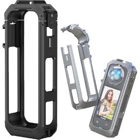 Cage Protective Frame for Insta360 X5, PC Camera with 1/4 Cold Shoe Mount with Extra Adapter for Mic Flash Light