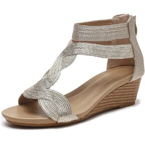 Wedge Sandals for Women Bohemia Open Toe Casual Summer Womens Sandals Roman High Heel Dressy Womens Beach Shoes