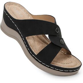 Wedges Sandals for Women Dressy, Flower Cut Out Platform Slides Sandal Comfort Low Wedge