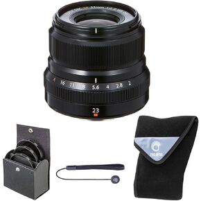 Fujifilm XF 23mm f/2 R WR Lens, Black, Bundle with 43mm Digital Essentials Filter Kit and 15x15 Lens Wrap