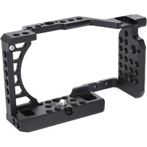 Camera Cage,Aluminium Alloy Video Camera Cage Film Movie Making Stabilizer,with Cold Shoes Interface & Screw Holes,for A6000/A6100/ A6300 / A6400 / A6500