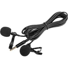 Keenso Mini Black Two Head Microphone for Mobile Phone Live Broadcast Recording Interview, Strong Signal Low Noise Mic for Singing Music, Compact Flexible Design