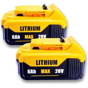 2-Pack 6000mAh Replacement Battery for DeWalt 20V MAX | Compatible with DCB200/DCB201/DCB203/DCB207 & DCD/DCF/DCG Tools | 6 Protections & 18-Month Warranty