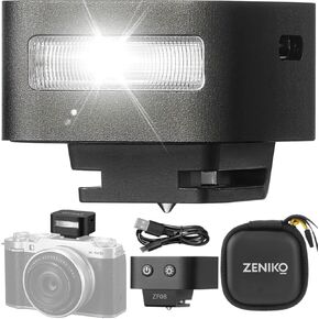 ZF08 Mini Camera Flash Speedlite ، GN16 On-Camera Flash ، 5 مستويات طاقة ، CCT 6500K ± 200K ، حذاء Hot Contact Universal/واحد <3S إعادة تدوير لـ Sony/Canon/Nikon/Fuji/Panasonic/Olympus/Leica (أسود)