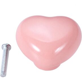 Ceramic Love Heart Knobs Children's Room Furniture Handles Drawer Cupboard Pull Door Handles Cabinet Handles and Knob Pink(2)
