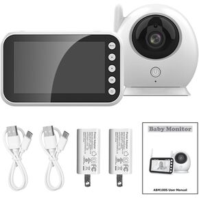 2.4GHz FHSS Monitor with Camera 720P 4.3 Inch LCD Screen Video Camera 2 Way dio Crying Motion Detection Infrared Night Vision 8 Lullaby Loop Recording Function for Home Bedroom