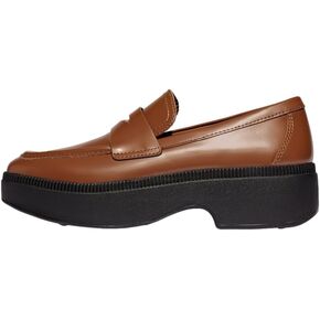 FitFlop Women's F-luma Box-Leather Demi-Wedge Penny Loafers