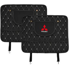 Custom 2PCS Car Kick Mats Back Seat Protector for Mitsubishi Colt 2023-2024, Automotive Leather Back Seat Protector with Storage Bag, Interior Car Accessories,A-Black