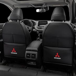 Custom 2PCS Car Kick Mats Back Seat Protector for Mitsubishi Colt 2008-2012, Automotive Leather Back Seat Protector with Storage Bag, Interior Car Accessories,A-Black
