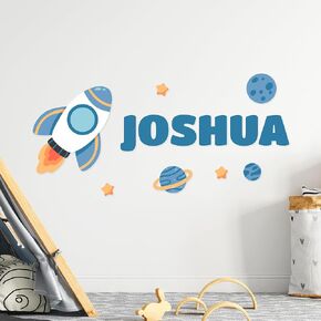 Generic Rocket Space Adventure Wall Decal - Custom Name - Kids Wall Decor - WM936. Removable Nursery Wall Decal for Boys - Space Mural Wall Decal for Boys Bedroom, You Can Customize It