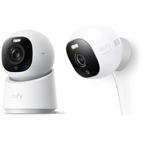 eufy Security Outdoor Cam E220 + Indoor Cam E30, Latest Generation, 4K UHD Security Camera, 360 Pan-Tilt