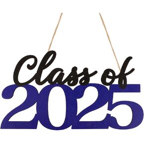 Graduation Decorantions Blue and Black Class of 2025 Wooden Sign Senior 2025 Graduation Photo Booth Props Backdrop Table Toppers for High School College Congrats Grad Party Favors Supplies Decor