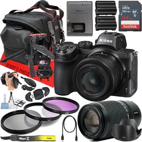 Nikon Z5 Mirrorless Camera with Z 24-50mm f/4-6.3 and Z DX 50-250mm f/4.5-6.3 VR Lens + 64 GB Memory + Extra Battery + Filters + More (25pc Bundle)