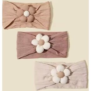 Baby Girls Headbands Girls Headband Nylon Wide Hair Band, Soft in three colors (White,Beige, Light Grey, 3)