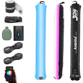 Ambitful GC30R 30W RGB Full-Color Inflatable Tube Light 2500K-10000K Handheld LED Light,CRI 95+,TLCI 96+ for Support Magnetic Suction, Waterproof LED Lighting Wand Stick (GC30R)
