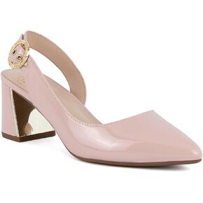 Jones New York Women's Patent Slingback Heeled Sandals | Block Heel Dress Shoes with Buckle | Open-Toe/Closed-Toe Elegant & Comfortable Footwear for Formal Events, Parties & Weddings