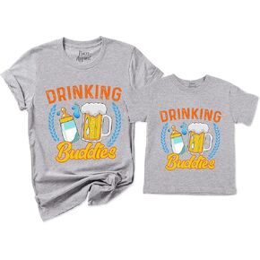NACRE APPAREL Drinking Buddies Father and Son Matching Dad and Me Mens Kids Baby Shirt Gift