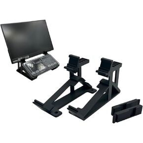 Stand for Blackmagic ATEM Mini & Monitor (Up to 33mm) - Cold Shoe Slots, 30 Degree Viewing Angle, DeckSaver Compatible, Non-Slip Feet