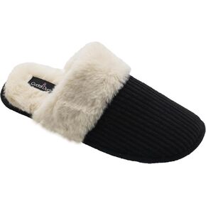 cuddl duds النساء الداخلية corduroy foam insole دافئ فور الفراء البطانة انزلاق على حذاء منزل النعال مع القاع المقاوم للزلزال in Kuwait