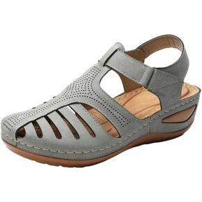 Women's Retro Wedge Sandals, Closed Toe Hollow trendy Shoes, Casual Slingback Sandals for spring and summer