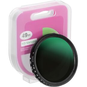 PATIKIL 49mm ND Filter, Variable ND Lens ND2-ND400 Adjustable Neutral Density Filter Slim Optical Glass with Cap for Camera Lens Video Vlog Portrait Photography, Black
