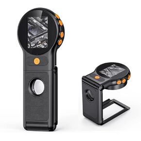 Denash Digital Microscope, 500x Magnification Handheld Microscope with 2" Screen and 8 LED Lights for PCB Repair Kids Biology Inspection