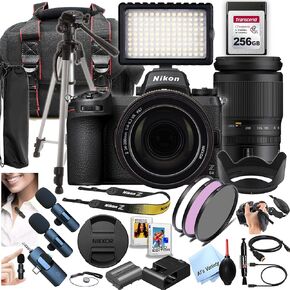 Nikon Z6II Mirrorless Digital Camera 24.5MP, Z DX 24-200mm f/4-6.3 VR Lens +256GB CFexpress Memory, Wireless Microphones, LED Light, Filters, Case, Tripod, and More (Content Creator Bundle) (Renewed)