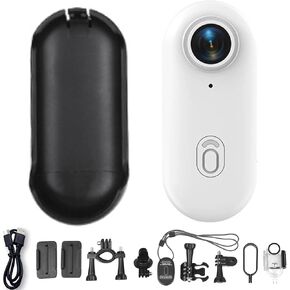 GoSnap Thumb Action Camera, Go Snap Body Cam, Small Camera with Audio, HD 1080, for Cycling, Travel, Pets (White)