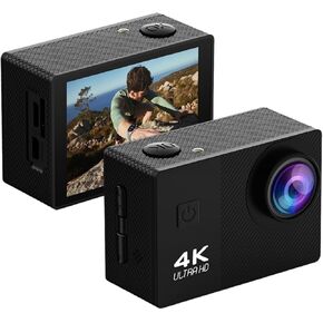 Action Camera 4K HD, Cycling Video Camera with 2" Display, 170° Wide Angle, Electronic Stabilization, Loop Recording, Versatile Mount, Water Proof Sports Camcorder for Vlog